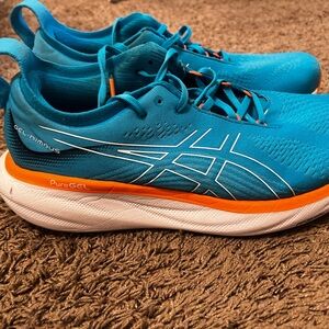 ASICS Men’s Athletic Running Shoes in Teal with Orange and White